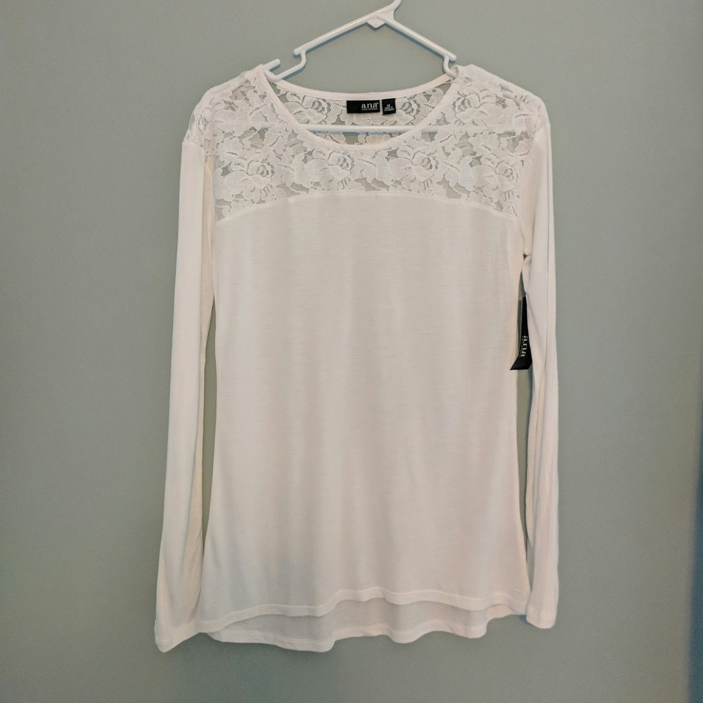 White long sleeve top with lace